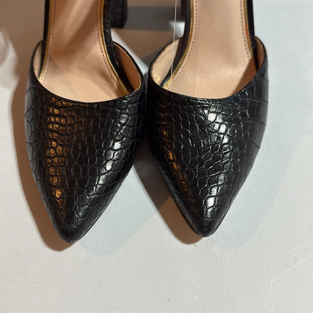 Michael Shannon Black Croc-Embossed Women's Heels - Picture 2 of 11